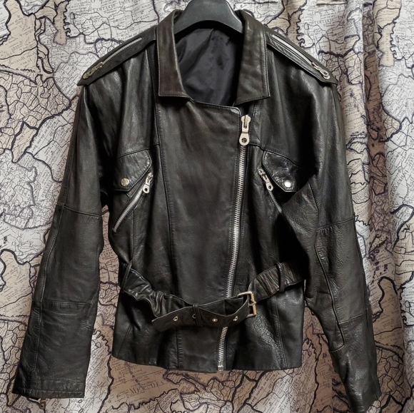 Vintage Jackets & Blazers - 1980s badass Motorcycle leather jacket